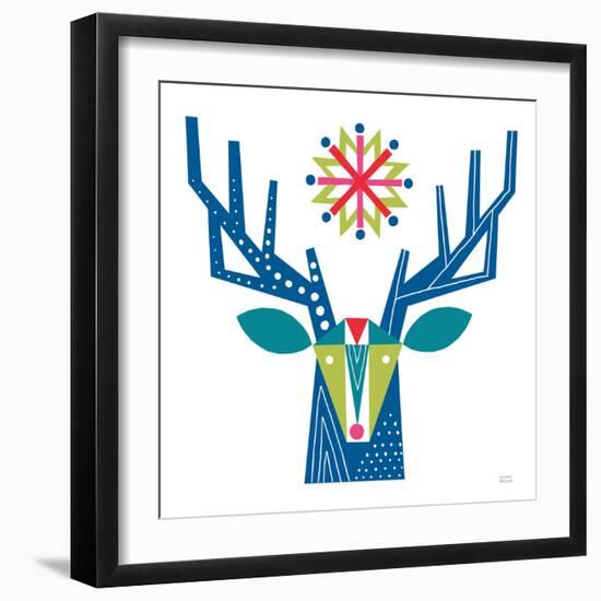 Geometric Holiday Reindeer II Bright-Michael Mullan-Framed Art Print
