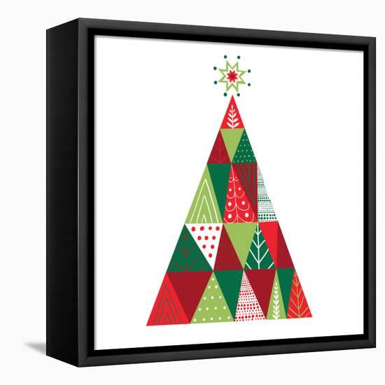 Geometric Holiday Trees I-Michael Mullan-Framed Stretched Canvas