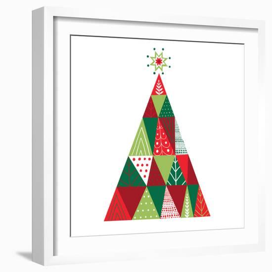 Geometric Holiday Trees I-Michael Mullan-Framed Art Print