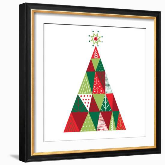 Geometric Holiday Trees I-Michael Mullan-Framed Art Print