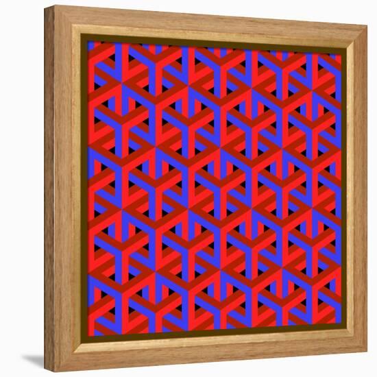 Geometric Optical Art Background in Red and Blue.-jkerrigan-Framed Stretched Canvas