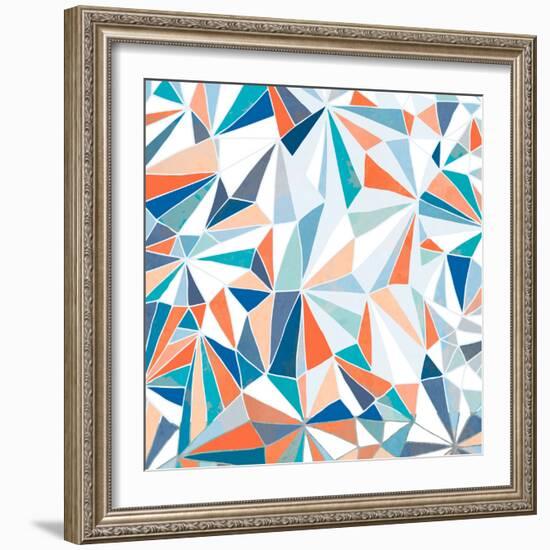 Geometric Pattern - Orange, Teal and Blue 2-Dominique Vari-Framed Art Print