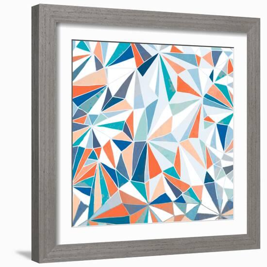 Geometric Pattern - Orange, Teal and Blue 2-Dominique Vari-Framed Art Print