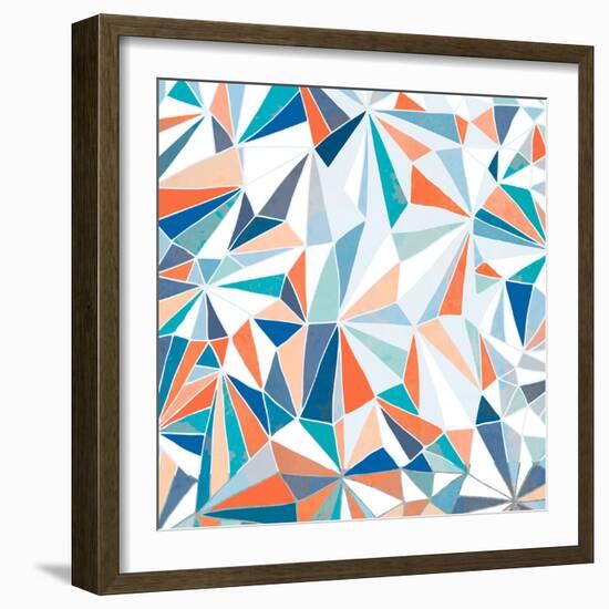 Geometric Pattern - Orange, Teal and Blue 2-Dominique Vari-Framed Art Print