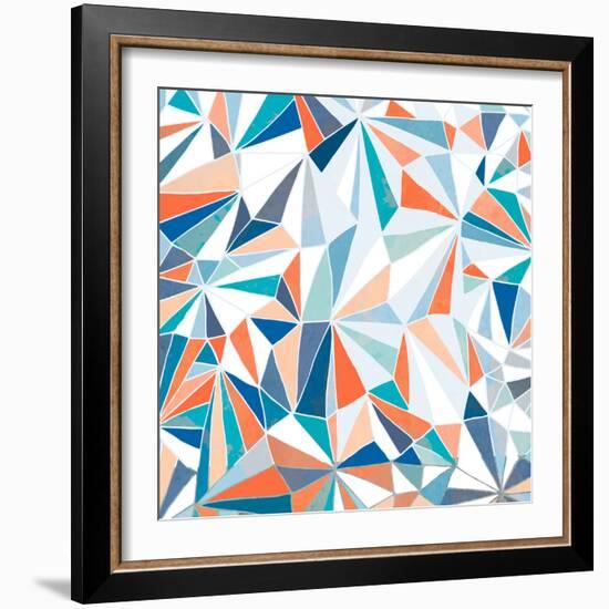 Geometric Pattern - Orange, Teal and Blue 2-Dominique Vari-Framed Art Print