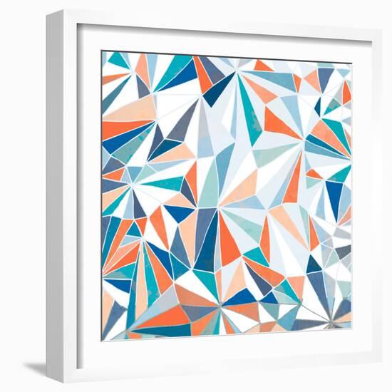 Geometric Pattern - Orange, Teal and Blue 2-Dominique Vari-Framed Art Print