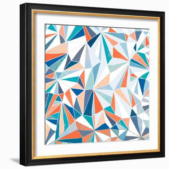 Geometric Pattern - Orange, Teal and Blue 2-Dominique Vari-Framed Art Print