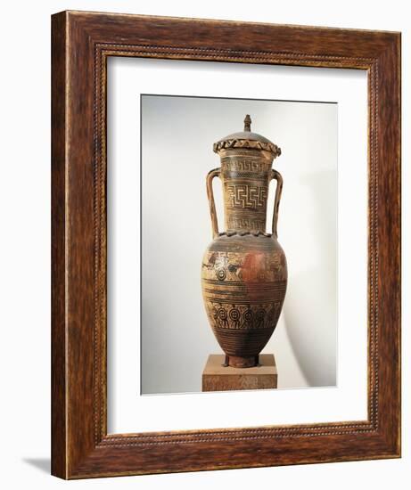 Geometric Pottery, Amphora, Figured and Meander Ornamentation-null-Framed Giclee Print