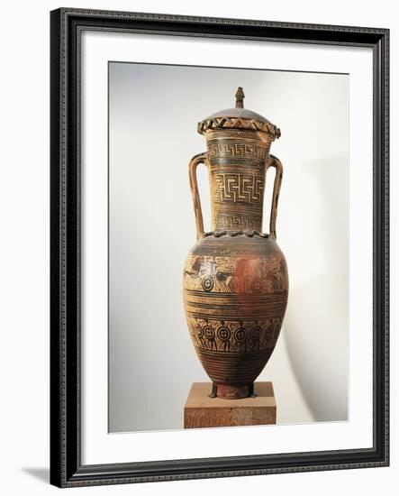 Geometric Pottery, Amphora, Figured and Meander Ornamentation-null-Framed Giclee Print