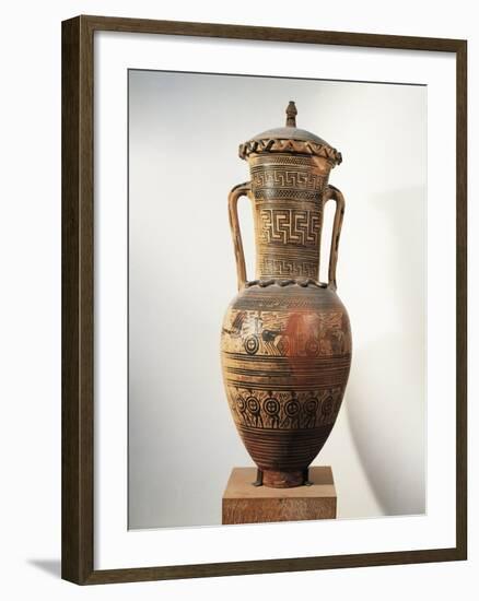 Geometric Pottery, Amphora, Figured and Meander Ornamentation-null-Framed Giclee Print