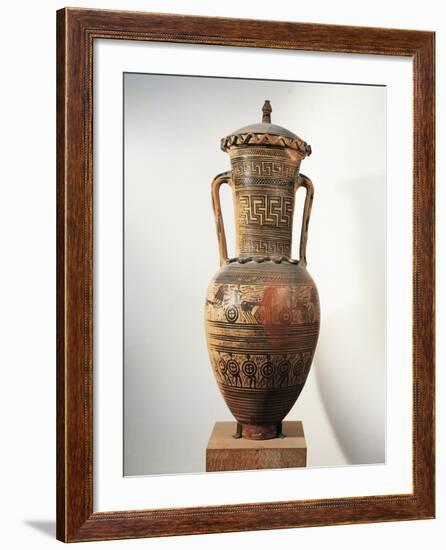 Geometric Pottery, Amphora, Figured and Meander Ornamentation-null-Framed Giclee Print