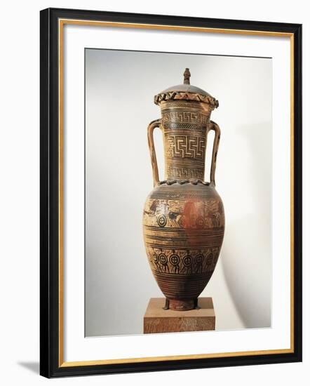 Geometric Pottery, Amphora, Figured and Meander Ornamentation-null-Framed Giclee Print