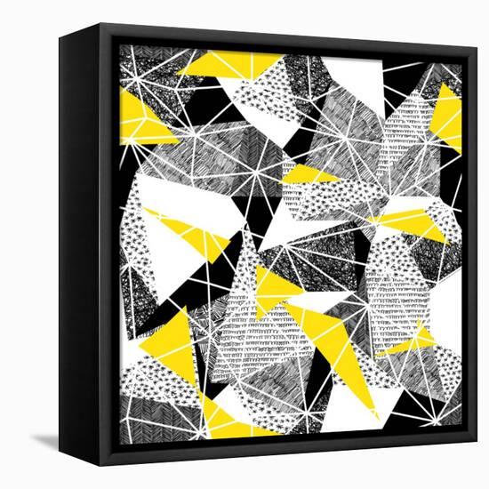 Geometric Seamless Pattern in Retro Style. Vintage Background.Triangles and Hand Drawn Patterns. Lo-pashabo-Framed Stretched Canvas