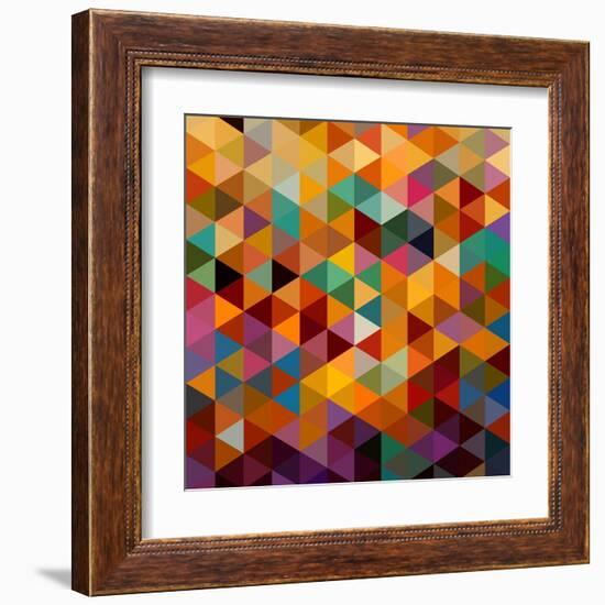 Geometric Triangle Pattern-cienpies-Framed Art Print