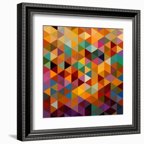 Geometric Triangle Pattern-cienpies-Framed Art Print