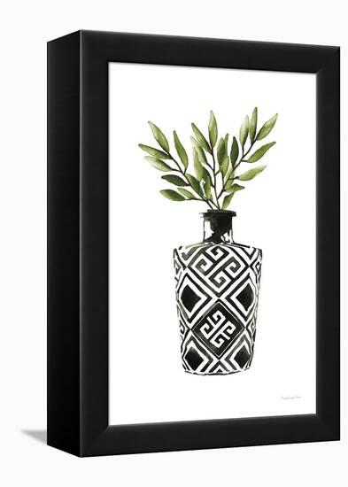 Geometric Vases III Green-Mercedes Lopez Charro-Framed Stretched Canvas