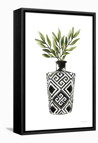 Geometric Vases III Green-Mercedes Lopez Charro-Framed Stretched Canvas