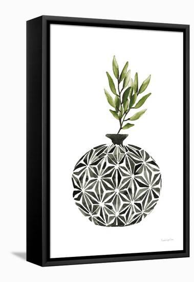 Geometric Vases IV Green-Mercedes Lopez Charro-Framed Stretched Canvas