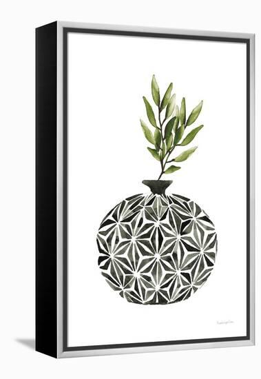 Geometric Vases IV Green-Mercedes Lopez Charro-Framed Stretched Canvas