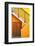 Geometric view of a yellow and orange stairway.-Tom Haseltine-Framed Photographic Print