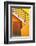 Geometric view of a yellow and orange stairway.-Tom Haseltine-Framed Photographic Print