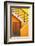 Geometric view of a yellow and orange stairway.-Tom Haseltine-Framed Photographic Print