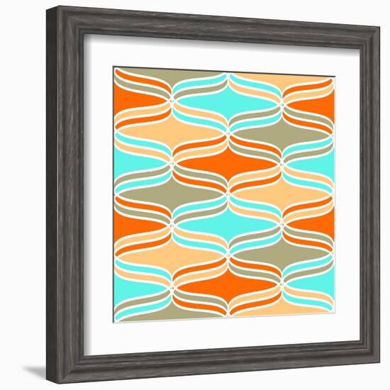 Geometric Wavy Lines Pattern-klivenkova-Framed Art Print