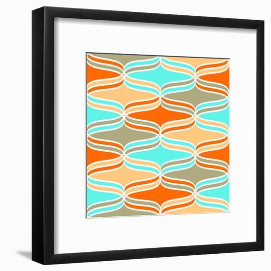 Geometric Wavy Lines Pattern-klivenkova-Framed Art Print