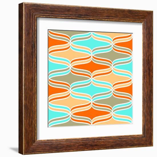 Geometric Wavy Lines Pattern-klivenkova-Framed Art Print