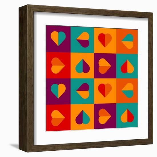 Geometrical Pattern With Hearts-Slanapotam-Framed Art Print