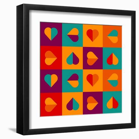 Geometrical Pattern With Hearts-Slanapotam-Framed Art Print