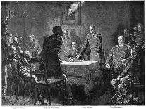 Discussing the Surrender of France after the Battle of Sedan, Franco-Prussian War, 1870-Georg Bleibtreu-Framed Premier Image Canvas