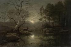 Forest Landscape in the Moonlight, by Georg Eduard Otto Saal, 1861-Georg Eduard Otto Saal-Mounted Art Print