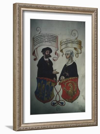 Georg Fugger and His Wife Regina Imhoff, from 'Geheim Ehrenbuch Des Fuggerschen Geschlechts'-German School-Framed Giclee Print