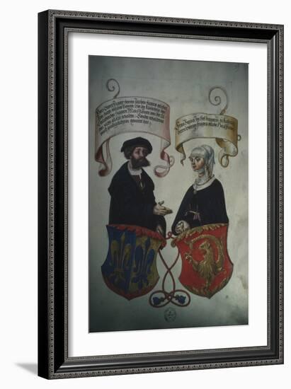 Georg Fugger and His Wife Regina Imhoff, from 'Geheim Ehrenbuch Des Fuggerschen Geschlechts'-German School-Framed Giclee Print