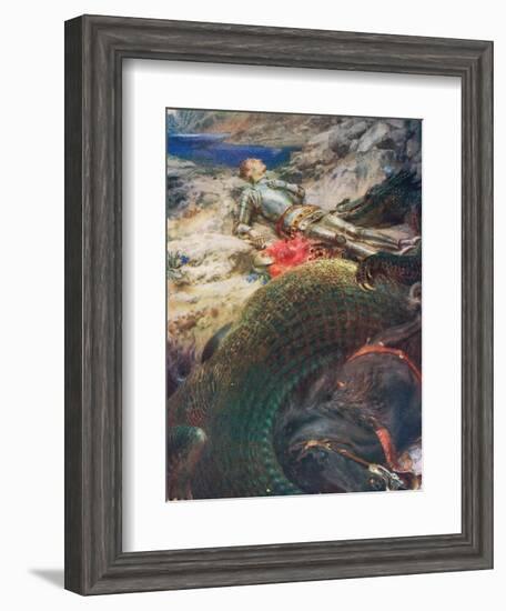 George and the Dragon, Illustration from 'King Albert's Book', Published c.1914-Briton Rivière-Framed Giclee Print