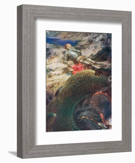 George and the Dragon, Illustration from 'King Albert's Book', Published c.1914-Briton Rivière-Framed Giclee Print