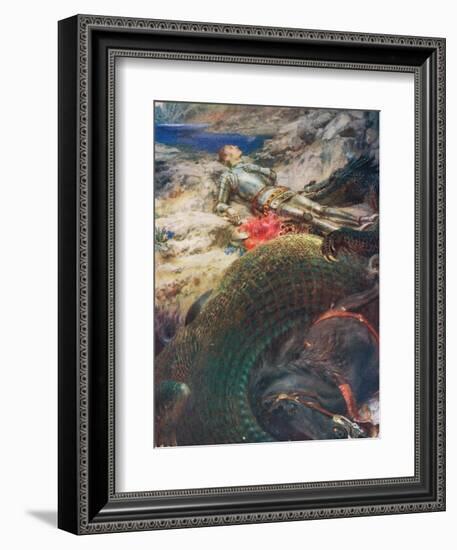 George and the Dragon, Illustration from 'King Albert's Book', Published c.1914-Briton Rivière-Framed Giclee Print