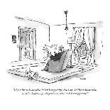 Four drawings; Man makes bed, as dog watches.  Man leaves room. Dog locks ? - New Yorker Cartoon-George Booth-Premium Giclee Print
