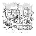 Dog sits, scratches the ground, barks and sits again. - New Yorker Cartoon-George Booth-Framed Premium Giclee Print