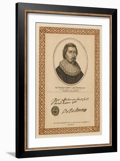 George Calvert, Lord Baltimore Statesman and Governor of Newfoundland - with His Autograph-null-Framed Art Print