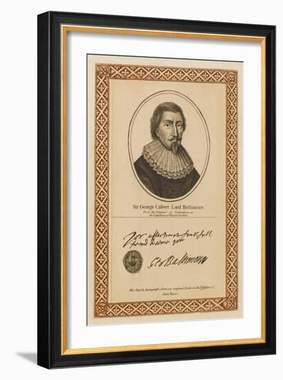 George Calvert, Lord Baltimore Statesman and Governor of Newfoundland - with His Autograph-null-Framed Art Print