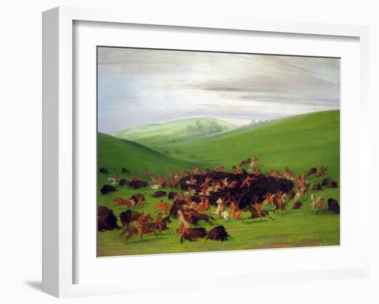 George Catlin Buffalo Hunt-Catlin-Framed Art Print