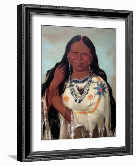 George Catlin- Kay-A-Gis-Gis, A Young Woman; A Beautiful Young Woman Pulling Her Hair Out Of Braid-Catlin-Framed Art Print