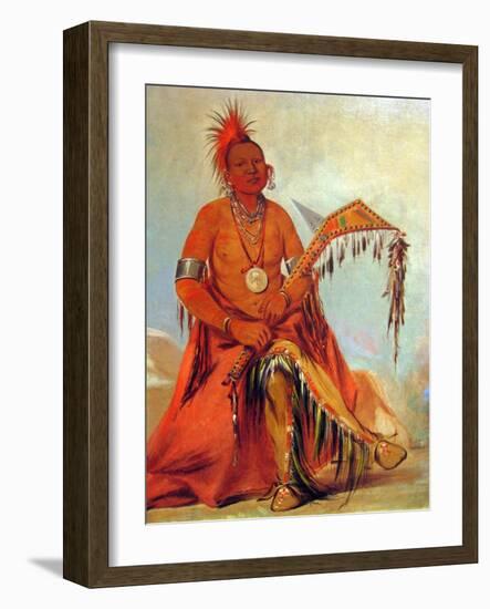 George Catlin Native American With War Club-Catlin-Framed Art Print