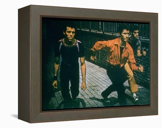 George Chakiris as Bernardo Leads Two Others Into Turf of Rival Gang in West Side Story-Gjon Mili-Framed Premier Image Canvas