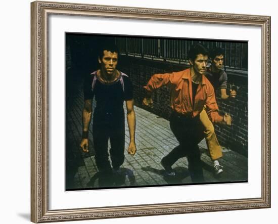 George Chakiris as Bernardo Leads Two Others Into Turf of Rival Gang in West Side Story-Gjon Mili-Framed Premium Photographic Print