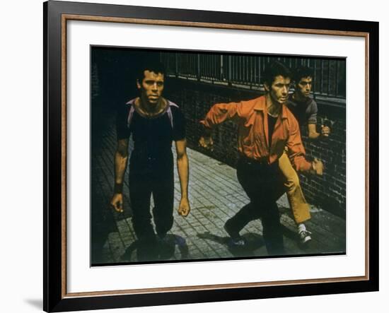 George Chakiris as Bernardo Leads Two Others Into Turf of Rival Gang in West Side Story-Gjon Mili-Framed Premium Photographic Print