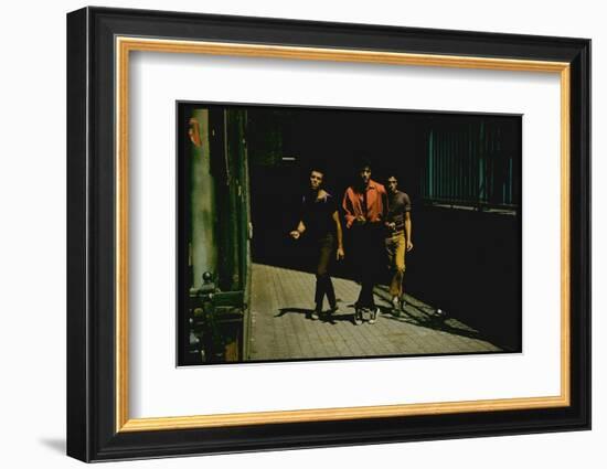 George Chakiris as Bernardo Leads Two Others Into Turf of Rival Gang in West Side Story-Gjon Mili-Framed Photographic Print