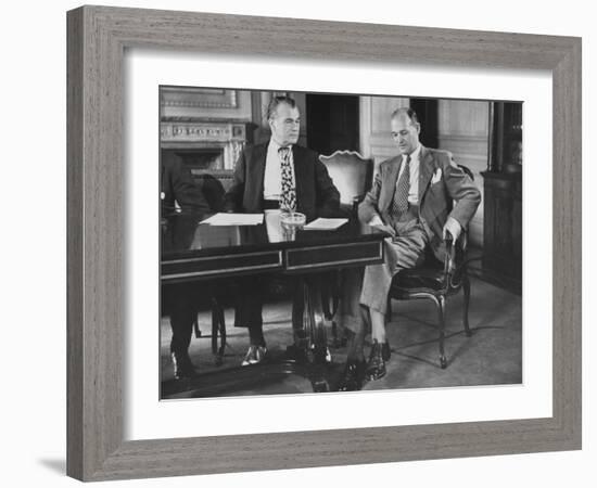 George F. Kennan Sitting with Caffrey at Economic Conference-Yale Joel-Framed Photographic Print